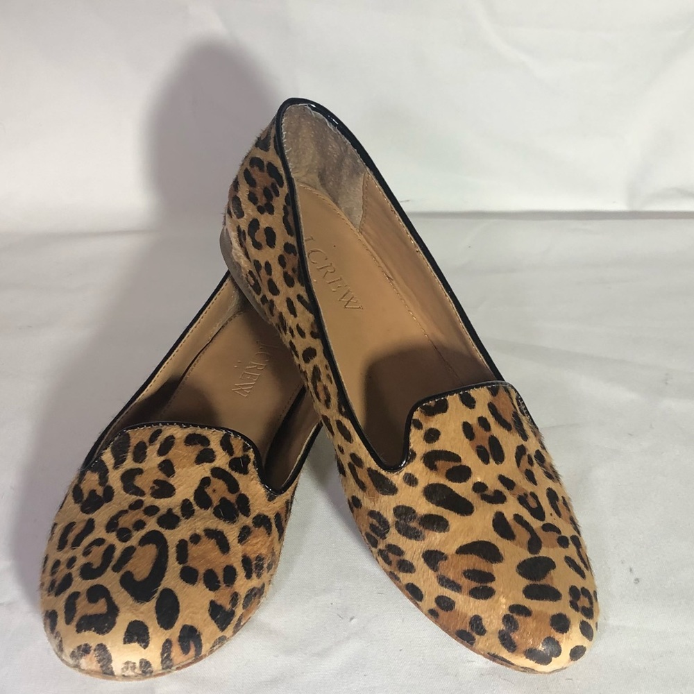 J. Crew Cora Leopard Print Loafers Calf Hair Sz. 6